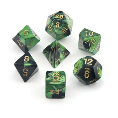 gemini-black-green-gold-7-dice-set