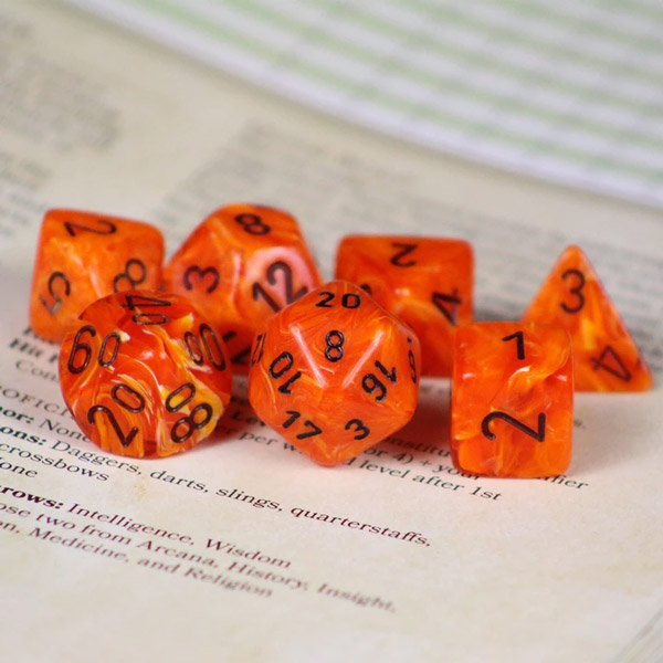vortex-orange-black-7-dice-set